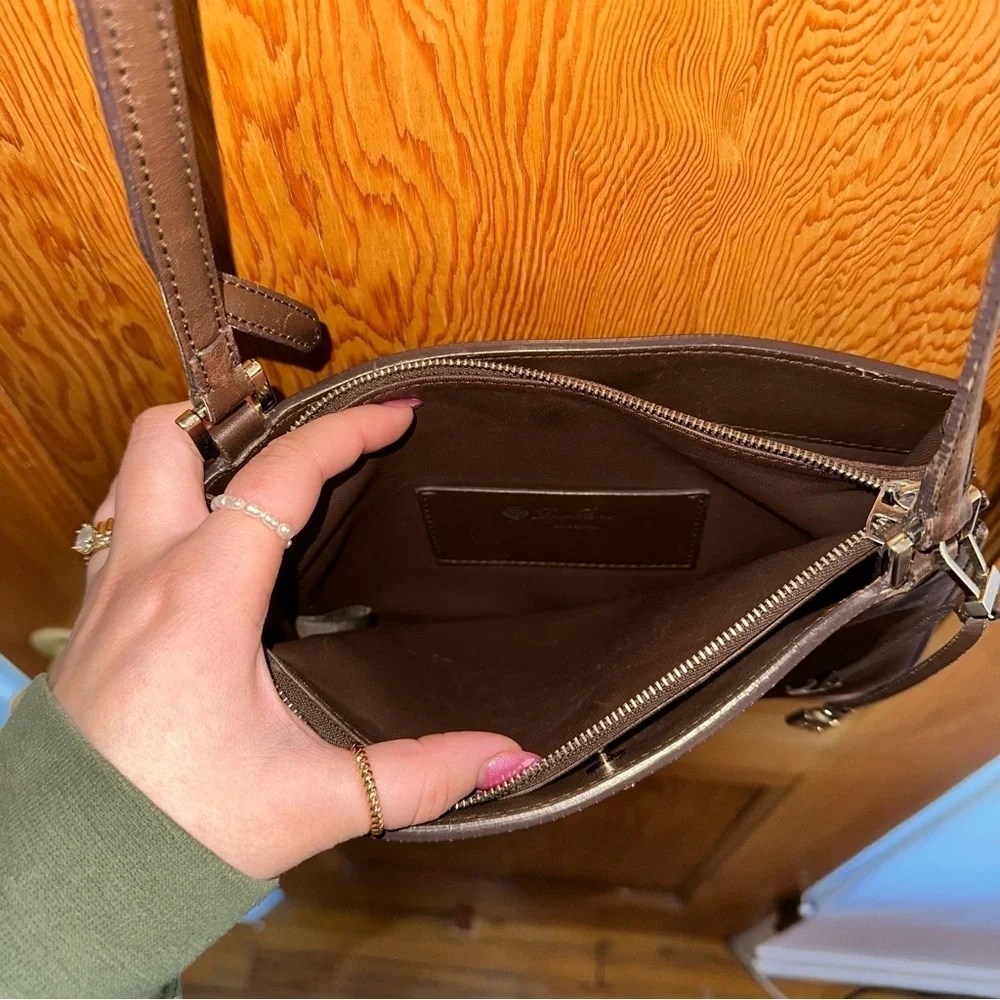 loro piana milky way leather brown crossbody bag